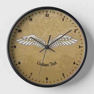 Beige Wings Large Clock