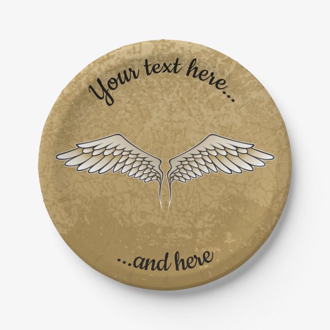Beige Wings Paper Plates (Front)