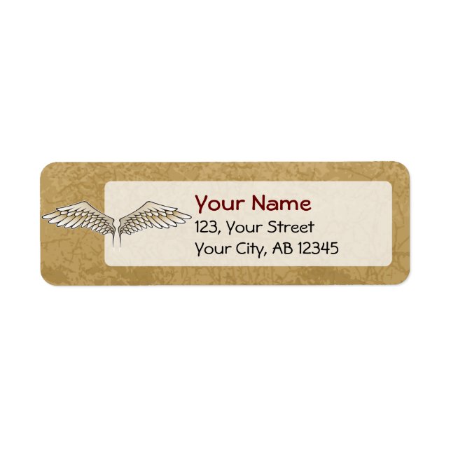 Beige wings return address label (Front)