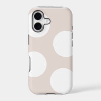 Beige with Large White Polka Dots