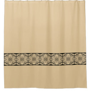 Beige With Stripe Accent Shower Curtain
