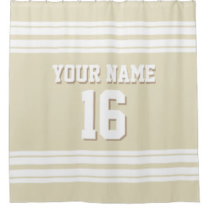 Beige with White Stripes Sports Jersey Shower Curtain