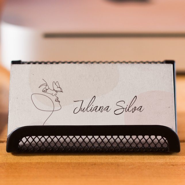 Beige Women Hair Salon Nail Art Makeup Artist Business Card (Creator Uploaded)