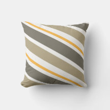Beige & Yellow Candy Striped Throw Pillow