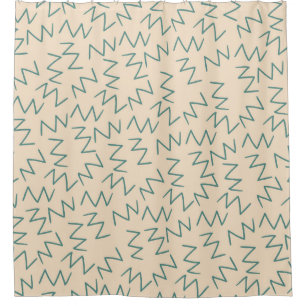 Beige Zig Zag Modern and Elegant Bathroom Decor Shower Curtain