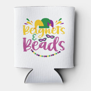Beignets & Beads Funny Mardi Gras Carnival Gift  Can Cooler