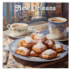 Beignets New Orleans Baked Sweet Treat Kitchen Ceramic Tile