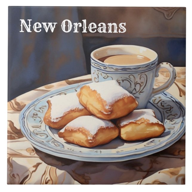 Beignets New Orleans Cuisine Baked Dessert Kitchen Ceramic Tile (Front)