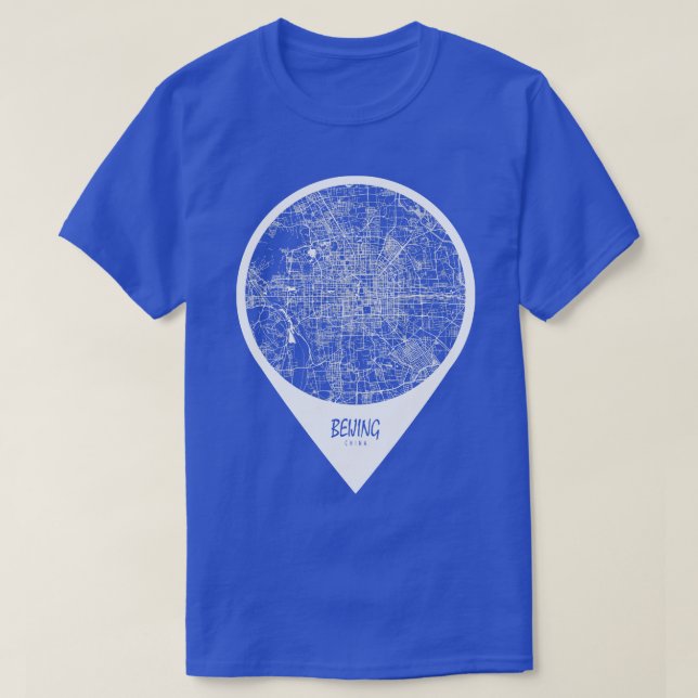 Beijing China City Map Travel Pin T-Shirt (Design Front)