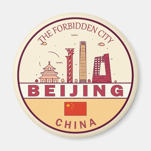 Beijing China City Skyline Emblem Magnet (Front)