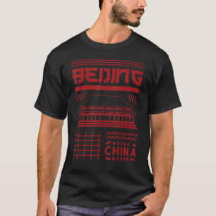 Beijing China City Skyline Silhouette Outline T-Shirt