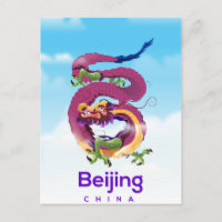Beijing China Dragon travel poster