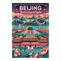 Beijing China Retro Travel Poster Vintage Art