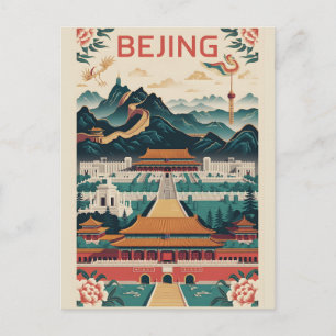 Beijing China Retro Travel Poster Vintage Art Holiday Postcard