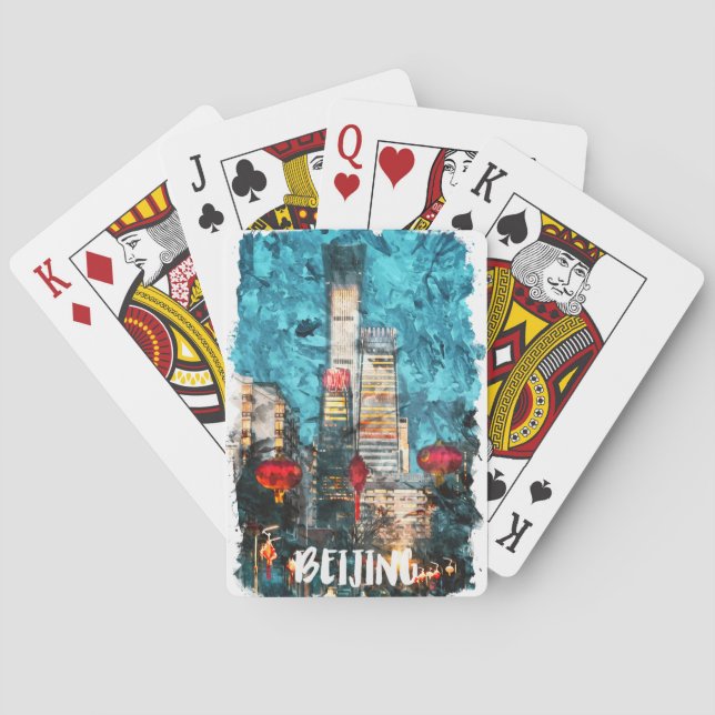 Beijing China Skyline Street View Playing Cards (Back)