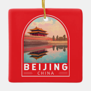 Beijing China Travel Art Emblem Ceramic Ornament