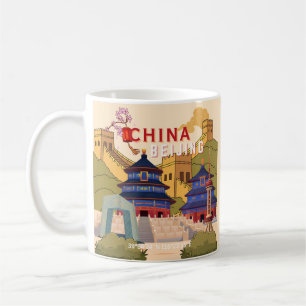 Beijing China Travel Poster Asian City Wall Art Coffee Mug