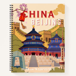 Beijing China Travel Poster Asian City Wall Art Notebook