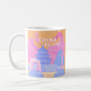 Beijing China Travel Poster   Pink & Blue Pastel Coffee Mug