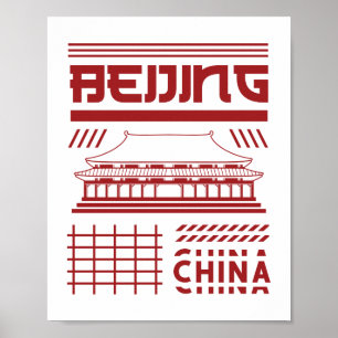 Beijing China Urban Temple Graphic Poster