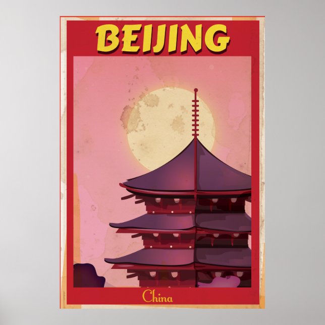 Beijing China vintage travel poster (Front)