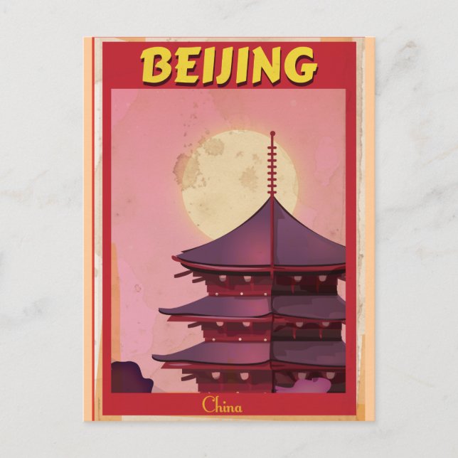 Beijing China vintage travel poster Postcard (Front)