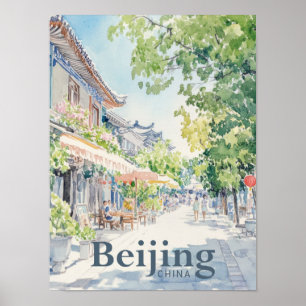 Beijing China Watercolor Painting Travel Poster