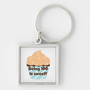 Being 100 is Sweet Birthday T-shirts and Gifts Key Ring
