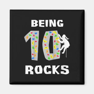 Being 10 Years Old Rocks Girl Rock Climber 10th Bi Magnet