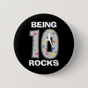 Being 10 Years Old Rocks Rock Climber 10th Birthda 6 Cm Round Badge