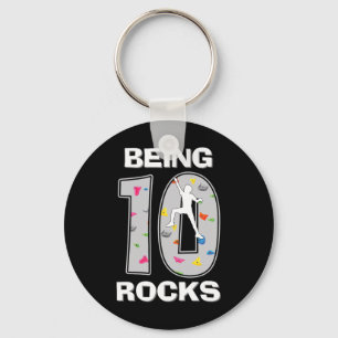 Being 10 Years Old Rocks Rock Climber 10th Birthda Key Ring