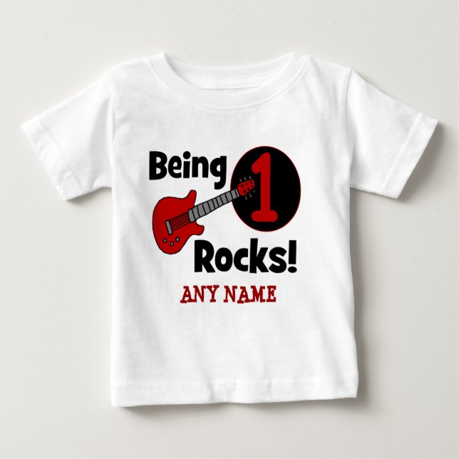 Being 1 Rocks! Personalised Baby's 1st Birthday Baby T-Shirt (Front)