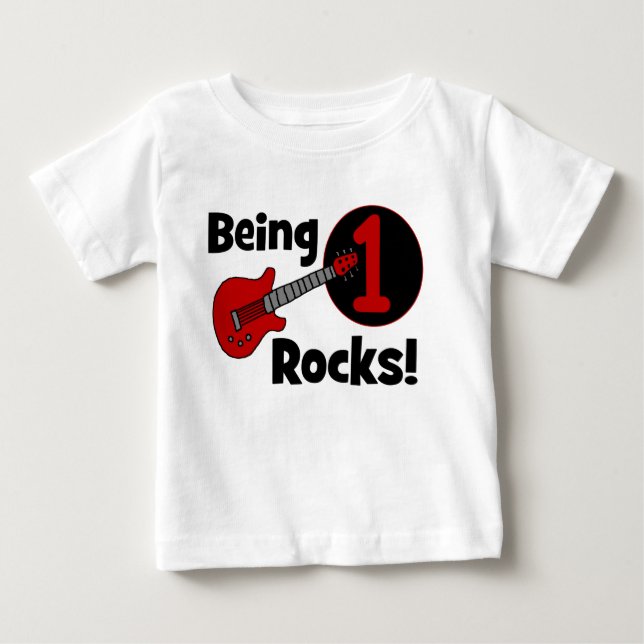 Being 1 Rocks! Personalised Baby's 1st Birthday Baby T-Shirt (Front)