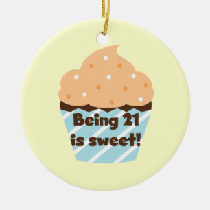 Being 21 is Sweet Birthday T-shirts and Gifts Ceramic Tree Decoration