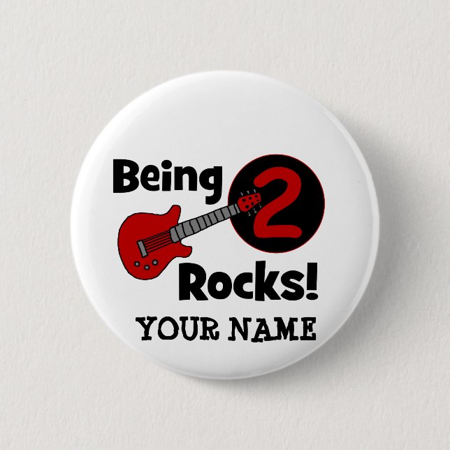 Being 2 Rocks! with Guitar 6 Cm Round Badge (Front)