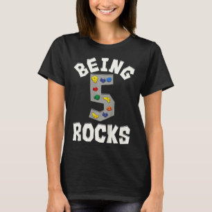 Being 5 Rocks Rock Climber 5th Birthday Funny  T-Shirt