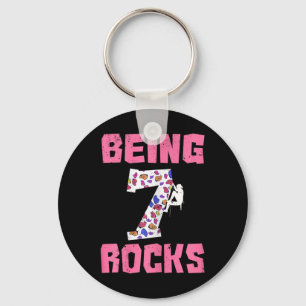 Being 7 Rocks Birthday Girl Climbing  Key Ring