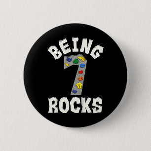 Being 7 Rocks Rock Climber 7th Birthday Funny 6 Cm Round Badge
