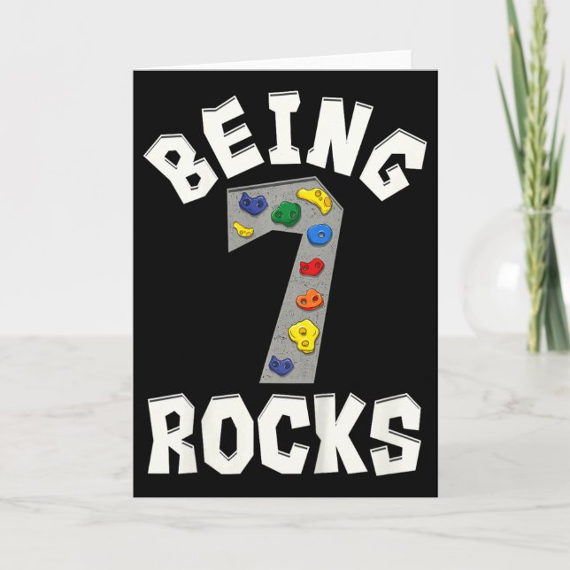 Being 7 Rocks Rock Climber 7th Birthday Funny  Card (Front)