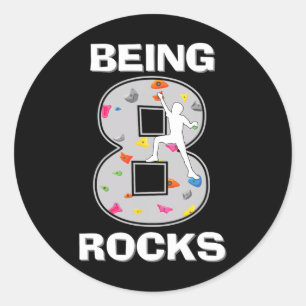 Being 8 Years Old Rocks Rock Climber 8th Birthday Classic Round Sticker