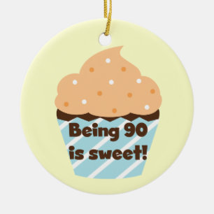 Being 90 is Sweet Birthday T-shirts and Gifts Ceramic Tree Decoration