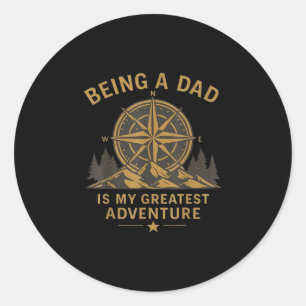 Being a dad is greatest adventure vintage compass classic round sticker