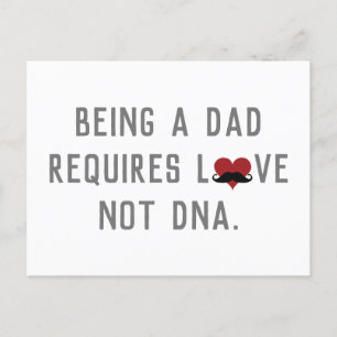 Being A Dad Requires Love Not DNA Moustache Heart Postcard