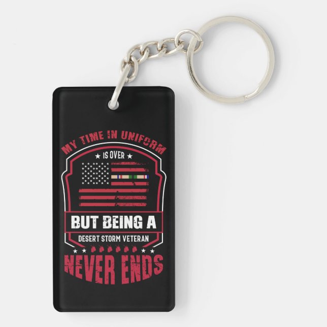 Being A Desert Storm Veteran Never Ends Key Ring (Back)
