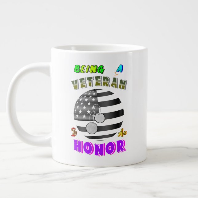 Being A Veteran Is An Honor Large Coffee Mug (Left)