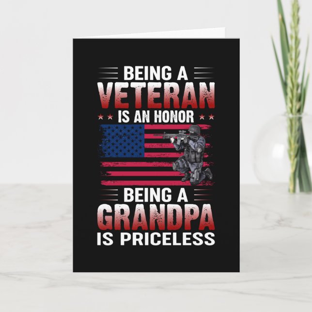 Being A Veteran Is An Honour Being A Grandpa Is Card (Front)