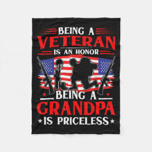 Being A Veteran Is An Honour Being A Grandpa Is Fleece Blanket