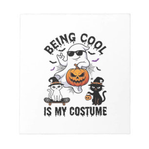 Being Cool Is Costume Halloween Ghost Pumpkin Cat_ Notepad