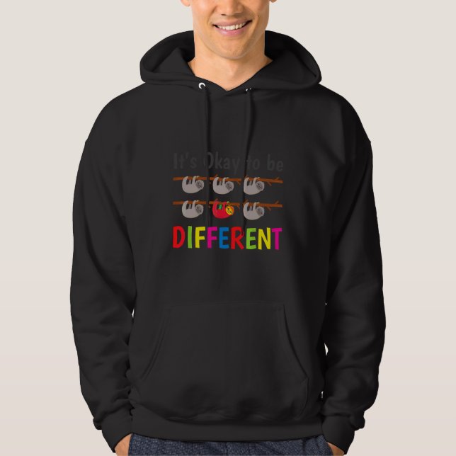 Being Different Sloth Autism Awareness Teacher Mot Hoodie (Front)