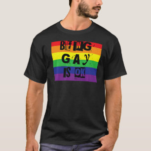 Being Gay Is Ok Gay Pride Rainbow Word T-Shirt